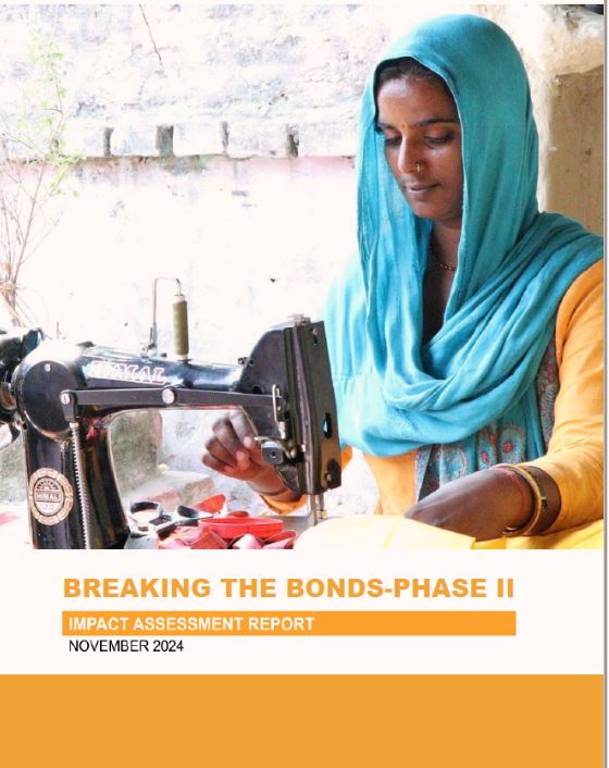 A participant in the Breaking the Bonds project at a tailoring machine.