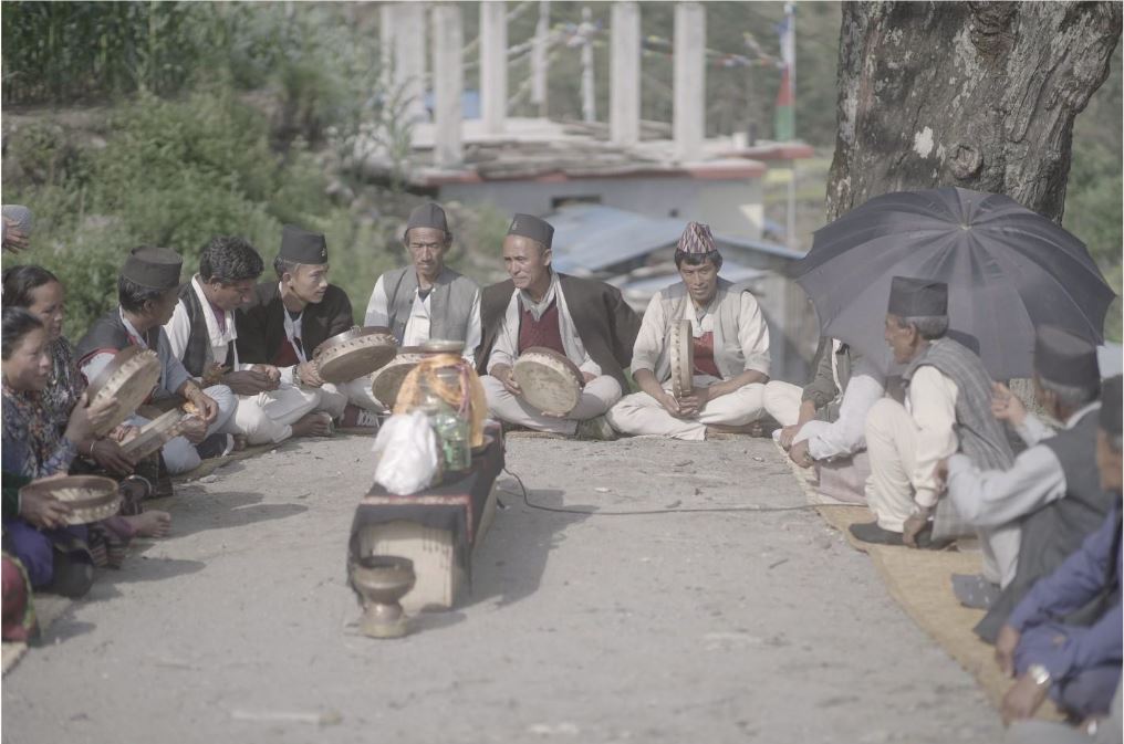 Local senior citizens performing a traditional Tamang Selo song.