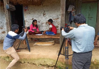 On location shooting a video PSA in Thakre, Dhading.